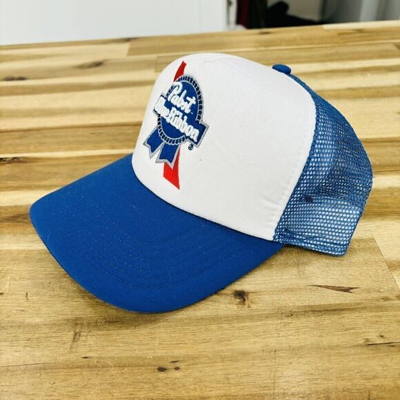 Pabst Blue Ribbon PBR Mesh Snapback Trucker Hat Red/White/Blue - Picture 3 of 6